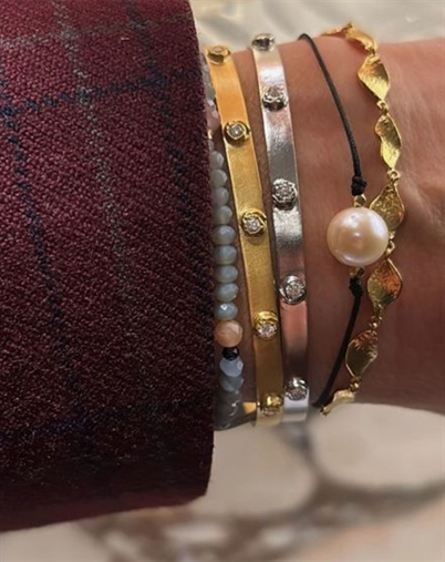 Stine A - Bangle With Five Stones Armbånd - Sølvfarvet